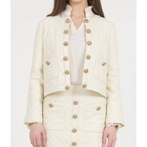 NEW STELLAH vegan leather quilted jacket in cream